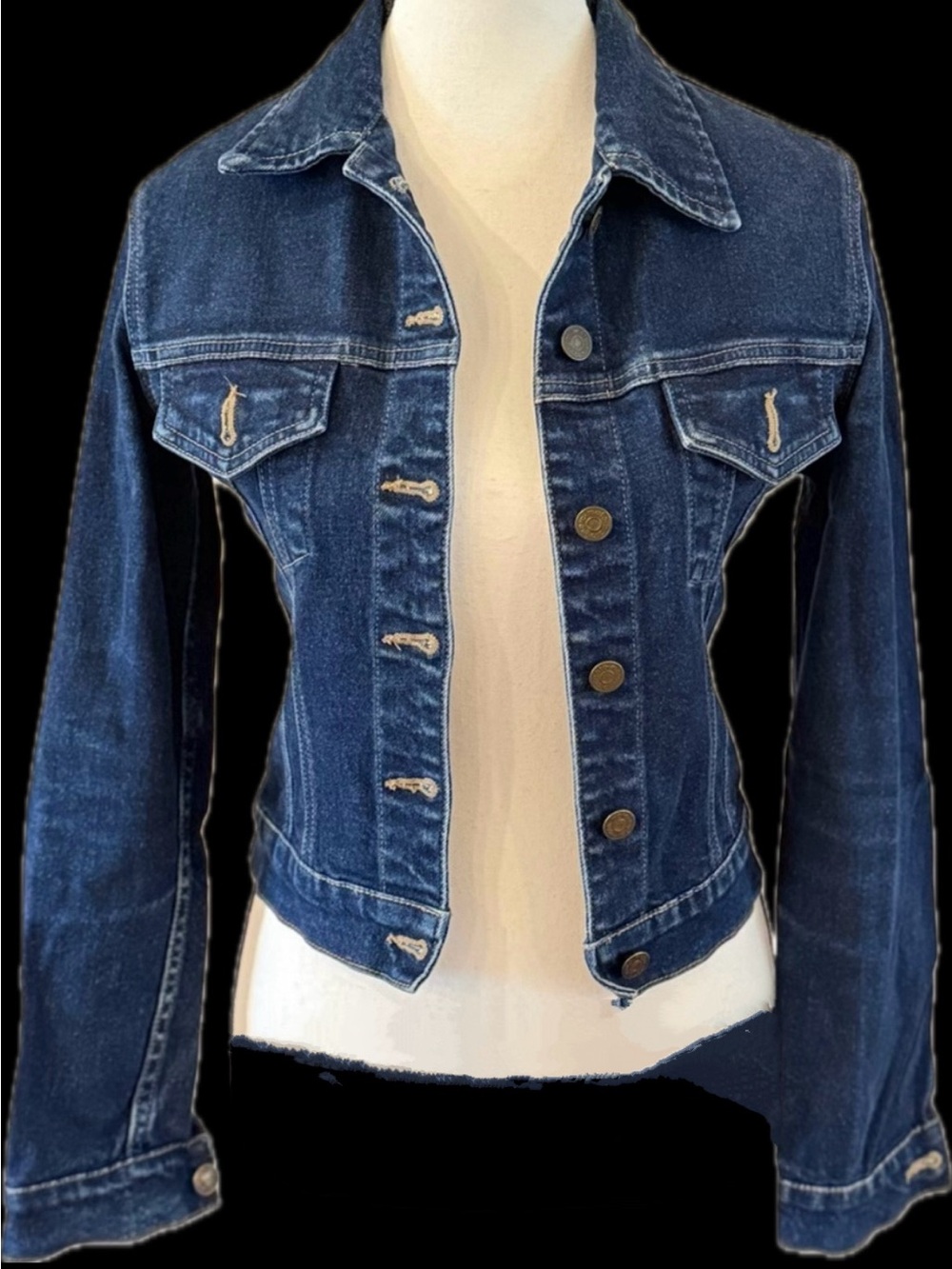 Classic Moto Dark Blue Denim Jacket - Women's